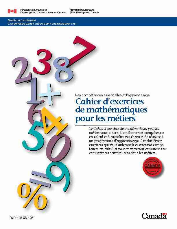 Cahier d’exercices de mathématiques pour les métiers