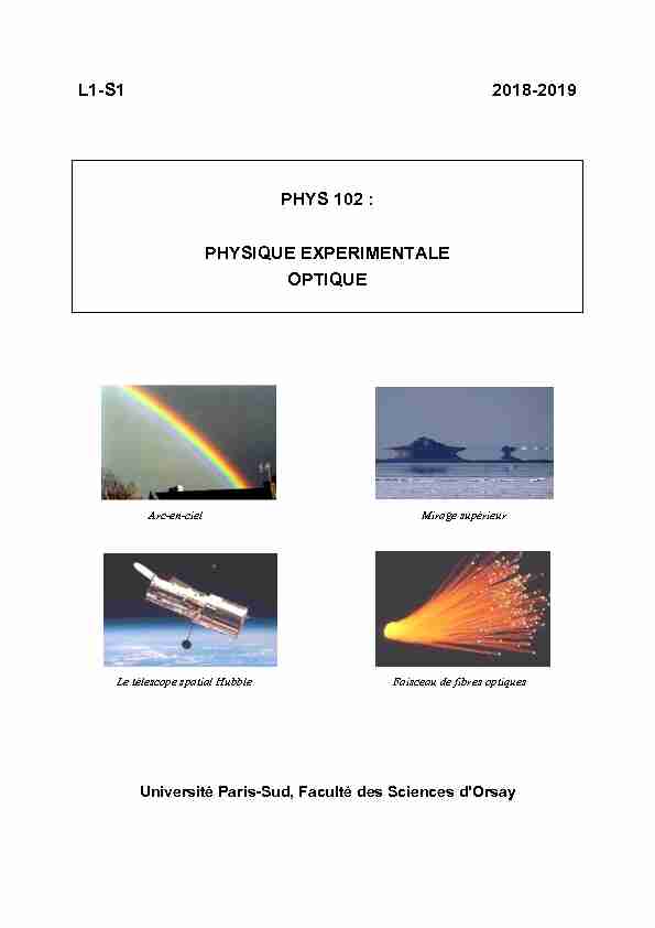 L1-S1 2018-2019 PHYS 102 : PHYSIQUE EXPERIMENTALE
