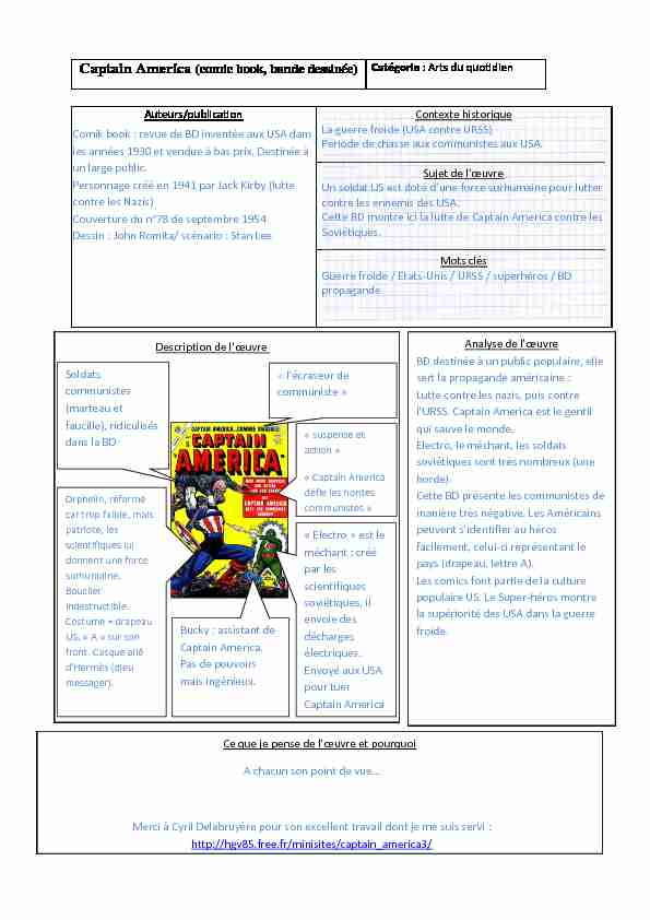 Captain America (comic book bande dessinée) Catégorie : Arts du