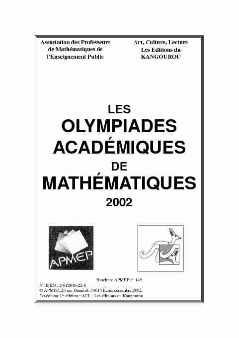 [PDF] OLYMPIADES ACADÉMIQUES MATHÉMATIQUES - APMEP