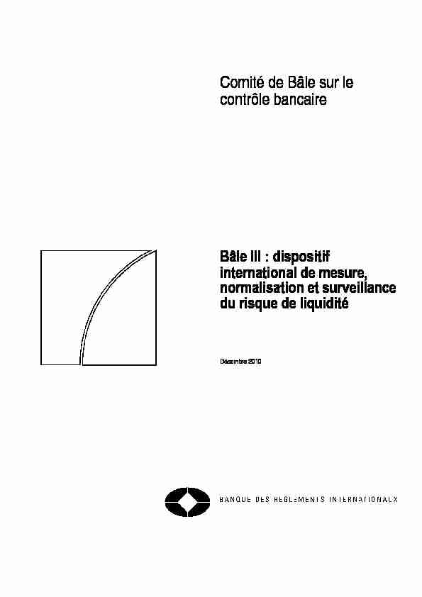 [PDF] Bâle III: dispositif international de mesure, normalisation et