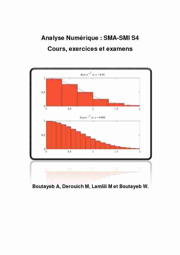 [PDF] Analyse Numérique : SMA-SMI S4 Cours exercices et examens