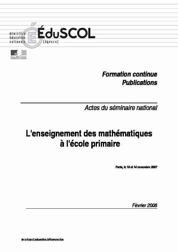 [PDF] Lenseignement des mathématiques à lécole primaire - ARPEME