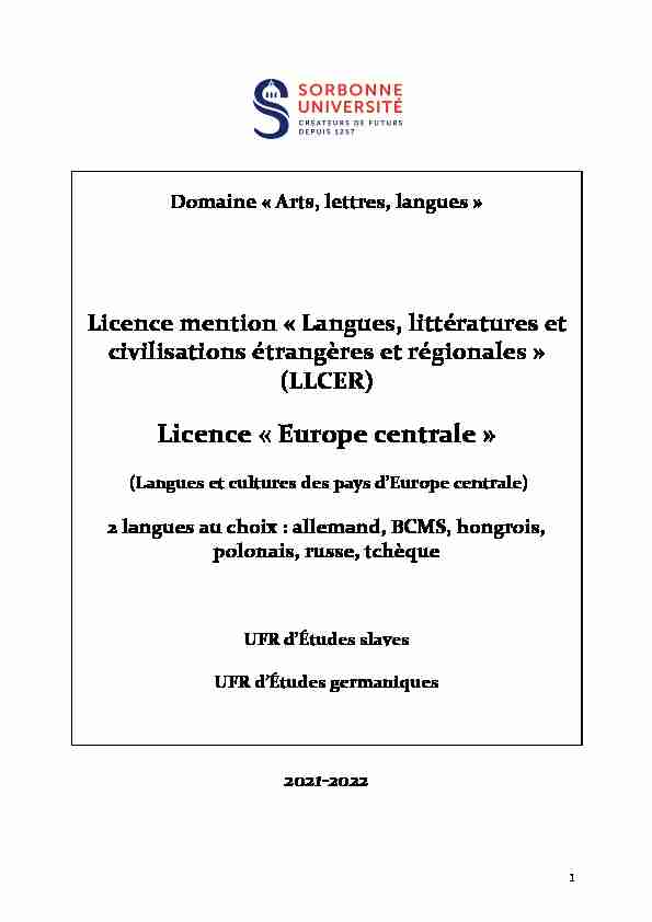 Licence « Europe centrale »