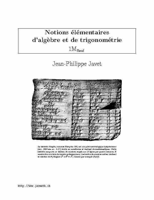 [PDF] Notions élémentaires dalgèbre et de trigonométrie - JavMathch