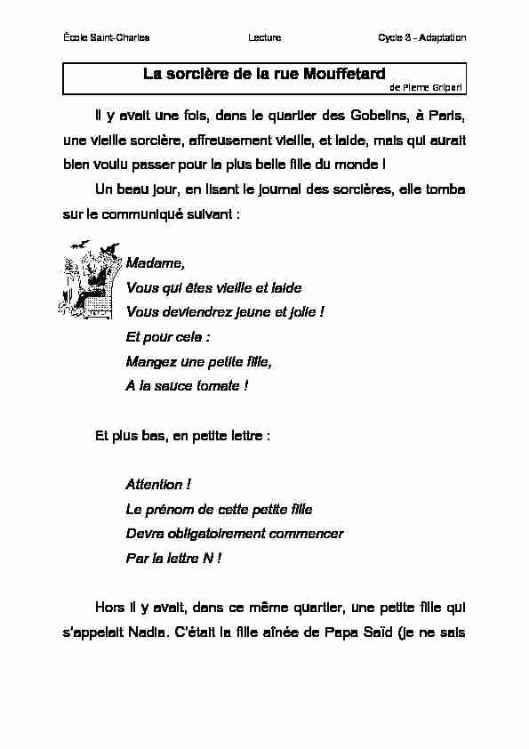 [PDF] La sorcière de la rue Mouffetard - École Saint-Charles