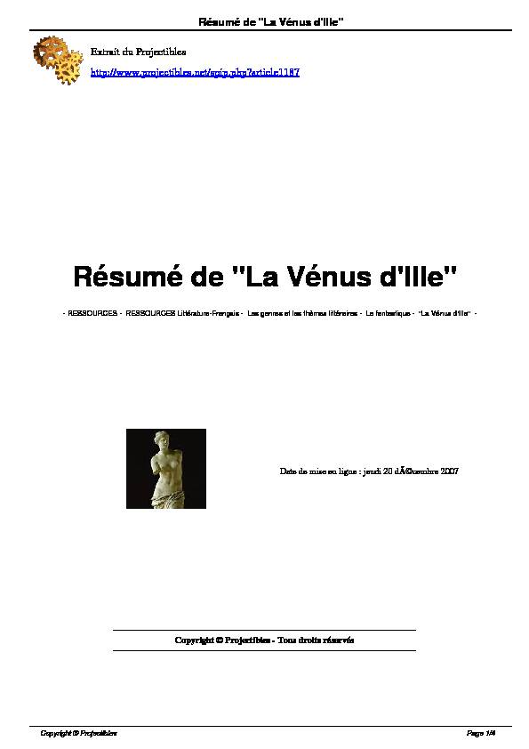 Résumé de La Vénus dIlle