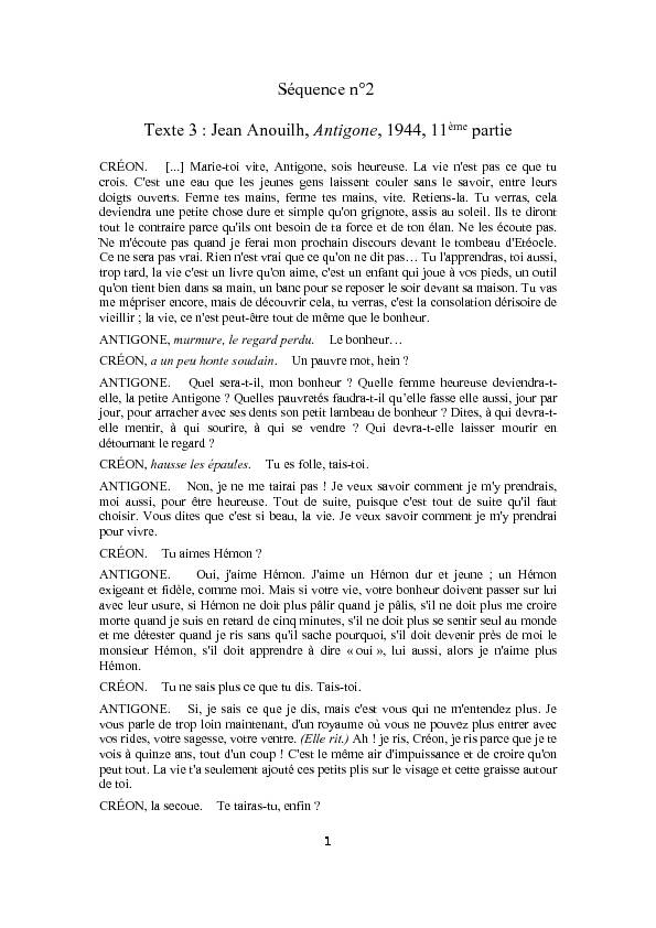 [PDF] Séquence n°2 Texte 3 : Jean Anouilh, Antigone  - Blog Ac Versailles