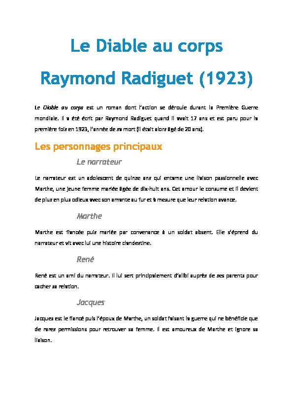 [PDF] Le Diable au corps Raymond Radiguet (1923) - cloudfrontnet