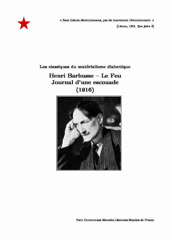 Henri Barbusse – Le Feu Journal dune escouade (1916)