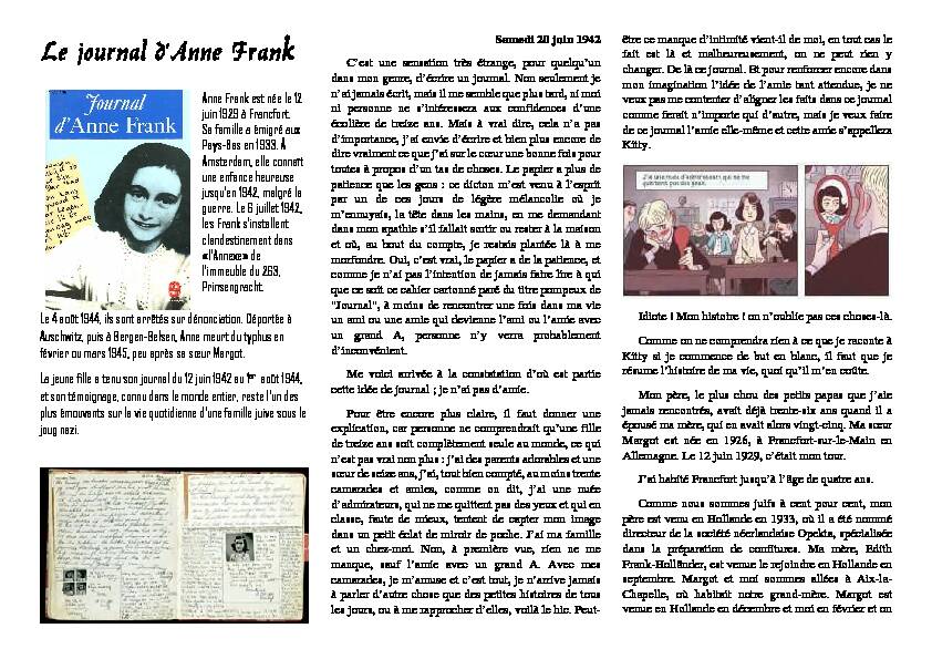[PDF] Le journal dAnne Frank - AC Nancy Metz
