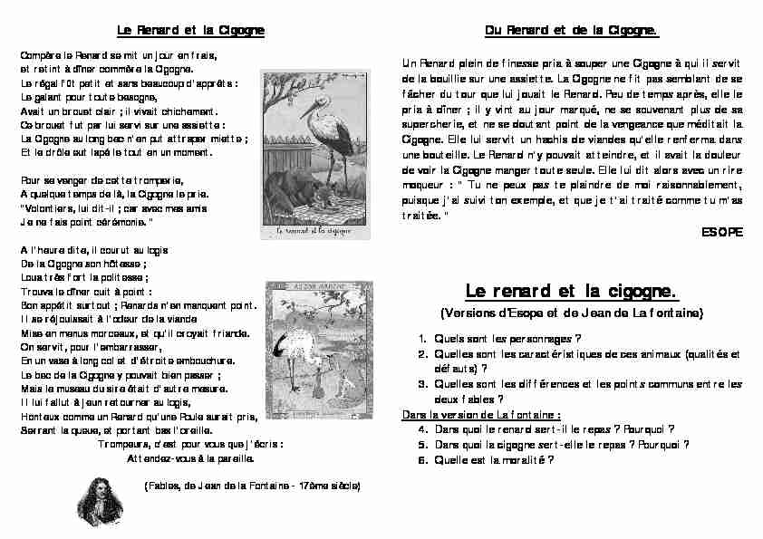 [PDF] Le renard et la cigogne