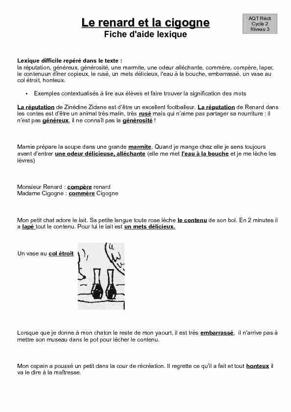 [PDF] Le renard et la cigogne AQTI