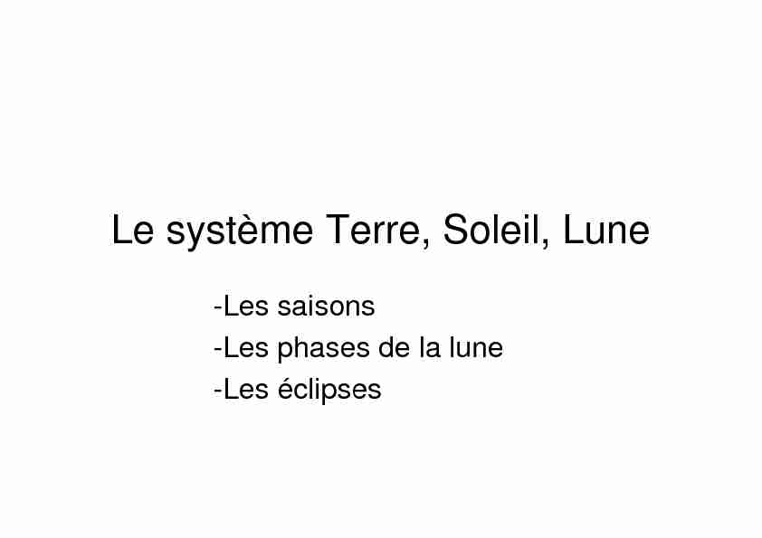 Le système Terre, Soleil, Lune - Académie de Limoges