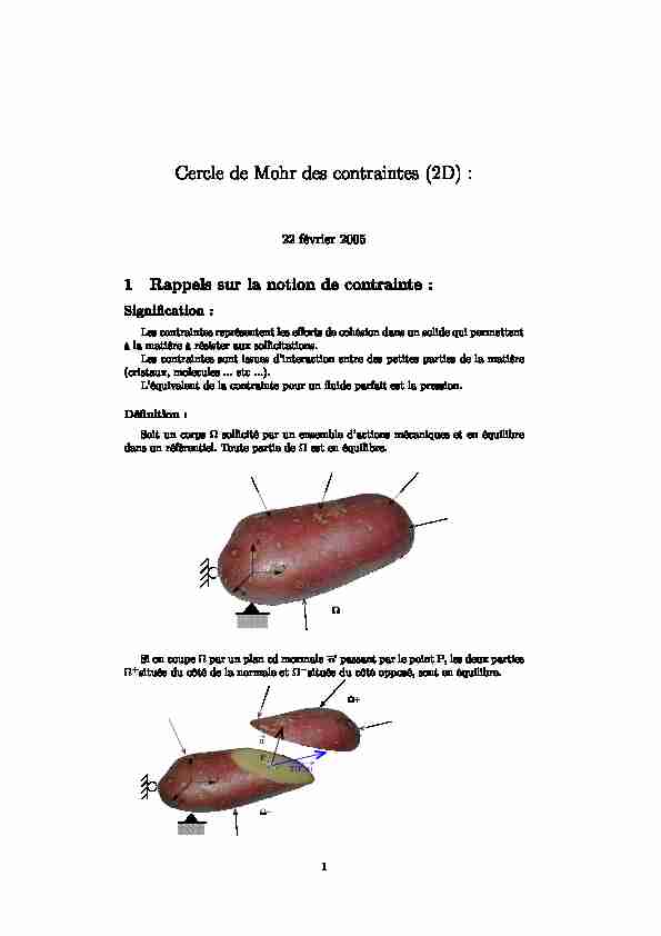 [PDF] Cercle de Mohr des contraintes (2D) : 22 février 2005 1 Rappels sur
