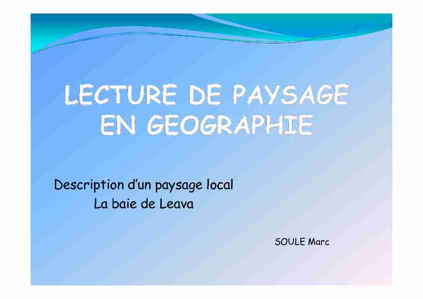 Lecture de paysage en géographie