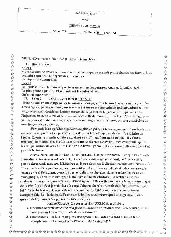 Baccalauréat Malien page no. 1