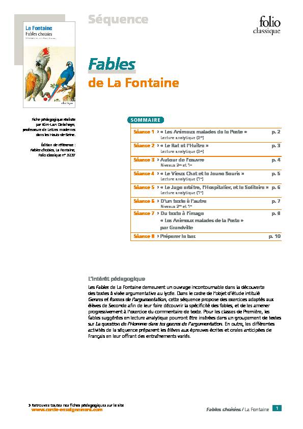 Fables - Cercle Gallimard de l'enseignement