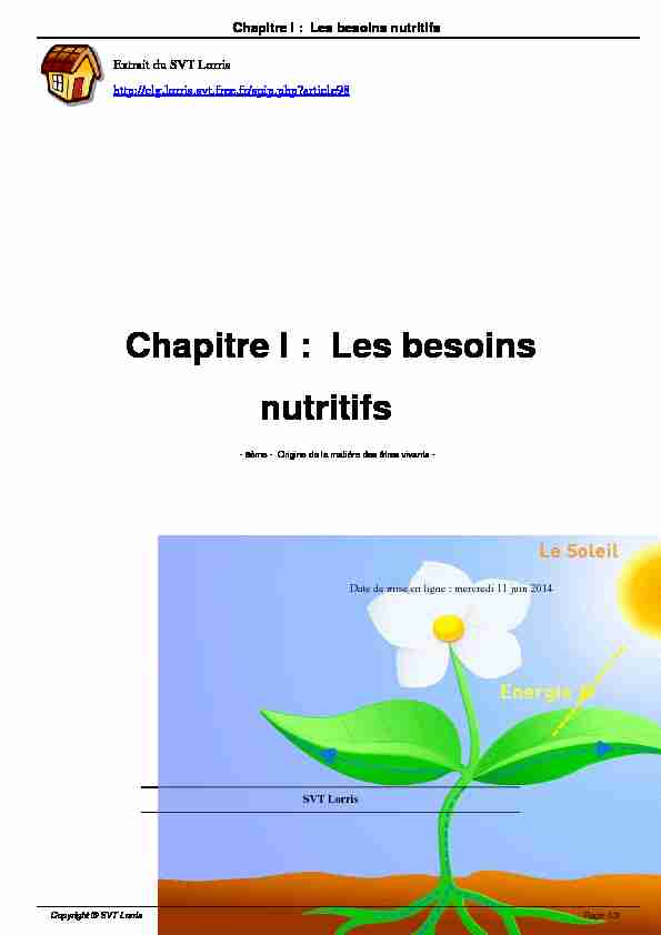[PDF] Chapitre I : Les besoins nutritifs - SVT Lorris