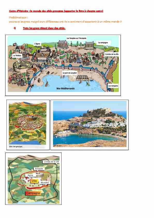 [PDF] Cours dHistoire : le monde des cités grecques (apporter le livre à