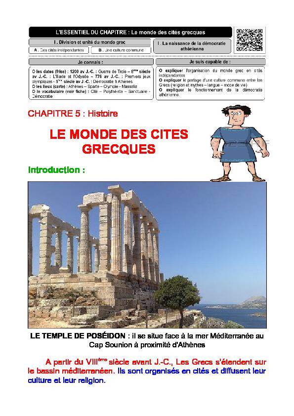 Histoire - LE MONDE DES CITES GRECQUES