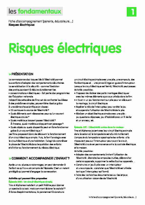 [PDF] Risques électriques - Les fondamentaux