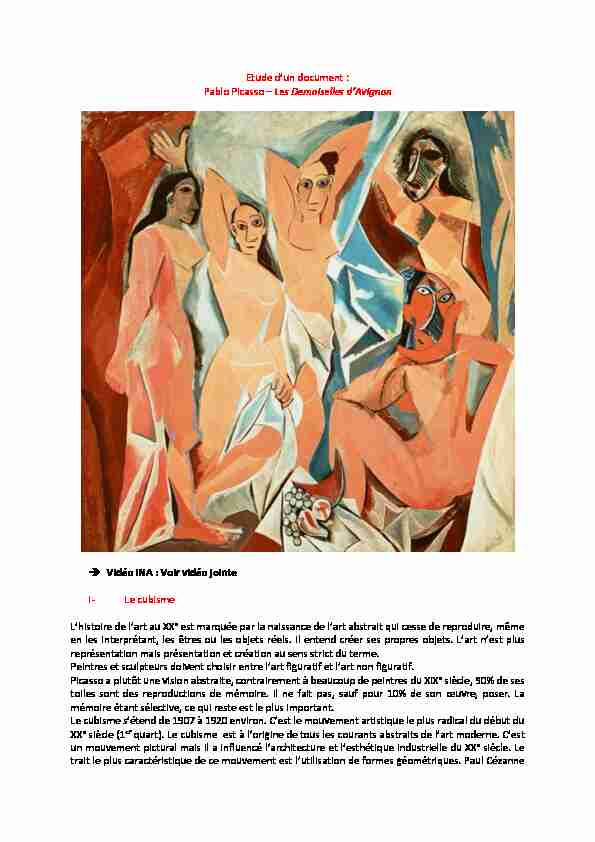 [PDF] Etude dun document : Pablo Picasso – Les Demoiselles dAvignon