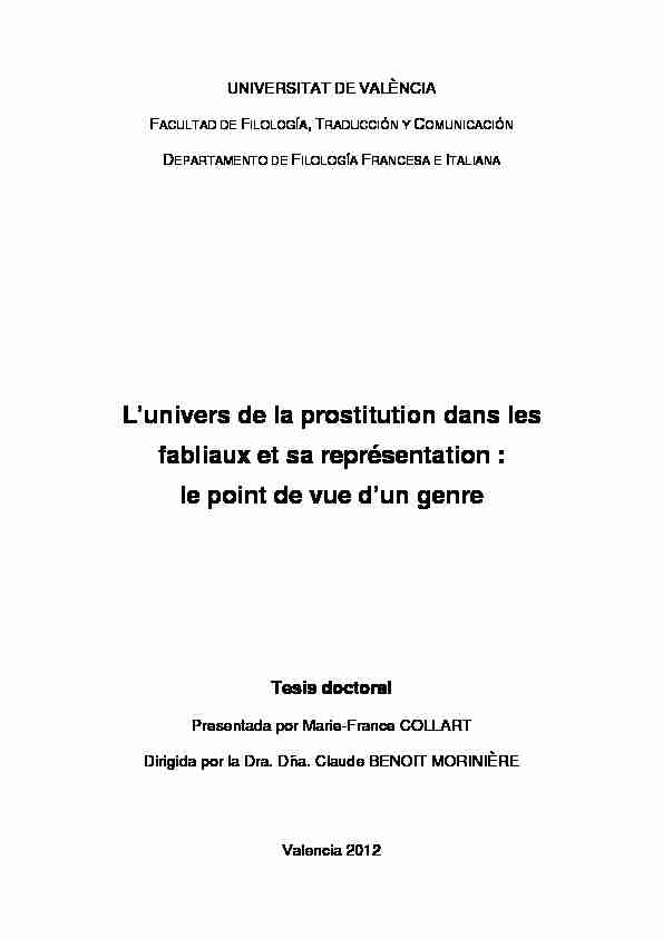 [PDF] Lunivers de la prostitution dans les fabliaux et sa  - CORE