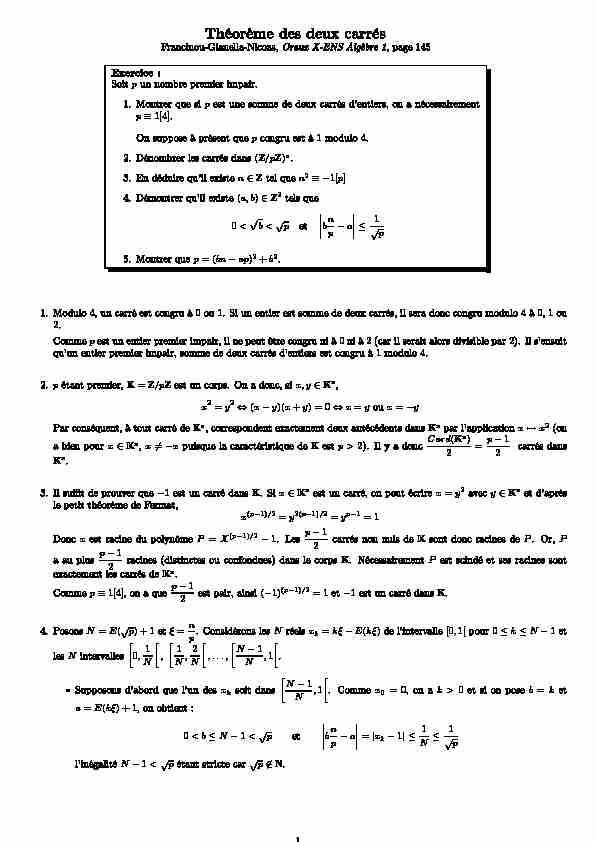 [PDF] Théorème des deux carrés