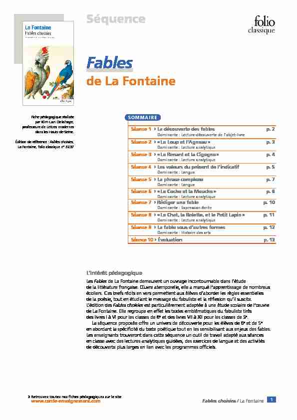 [PDF] Fables - Cercle Gallimard de lenseignement