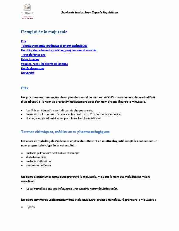 [PDF] Lemploi de la majuscule - Faculté de médecine - uOttawa