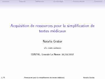 [PDF] Acquisition de ressources pour la simplification de textes médicaux