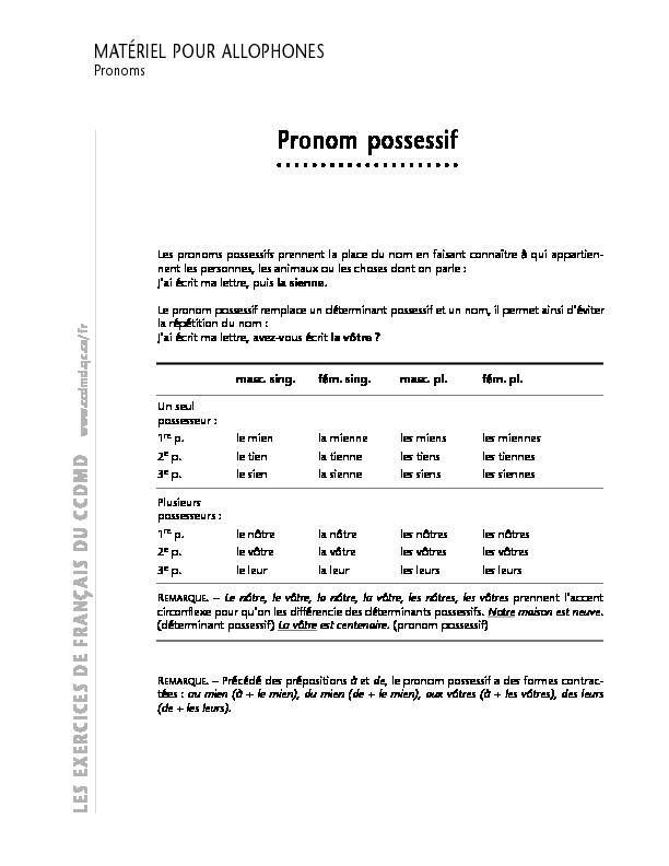 [PDF] Les pronoms possessifs