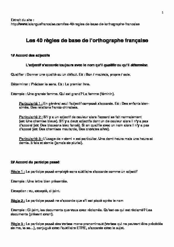 Les 40 règles de base de lorthographe française