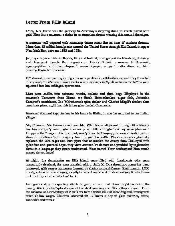 [PDF] Letter From Ellis Island - Emil Sher