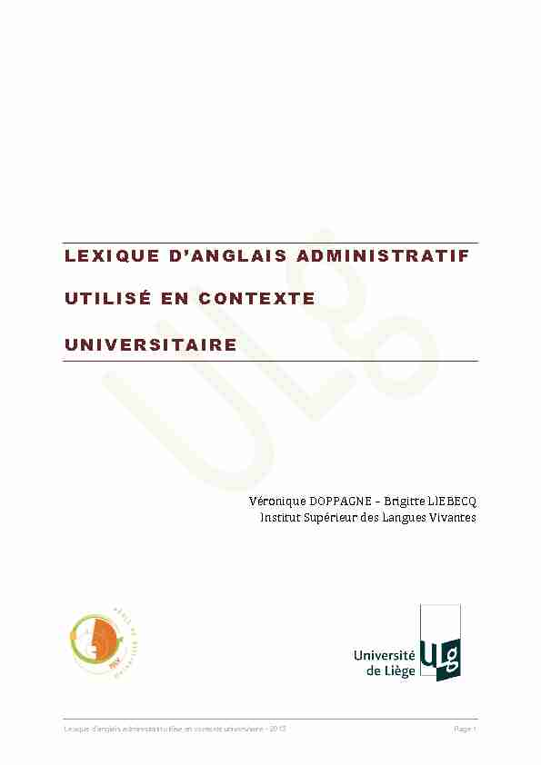 Lexique danglais administratif utilisé en contexte universitaire