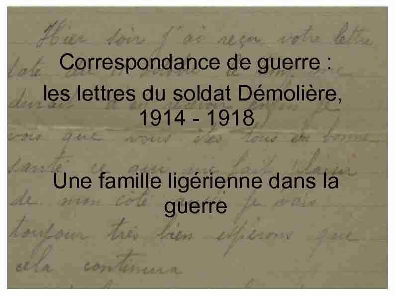 [PDF] les lettres du soldat Démolière, 1914 - 1918 Une famille ligérienne