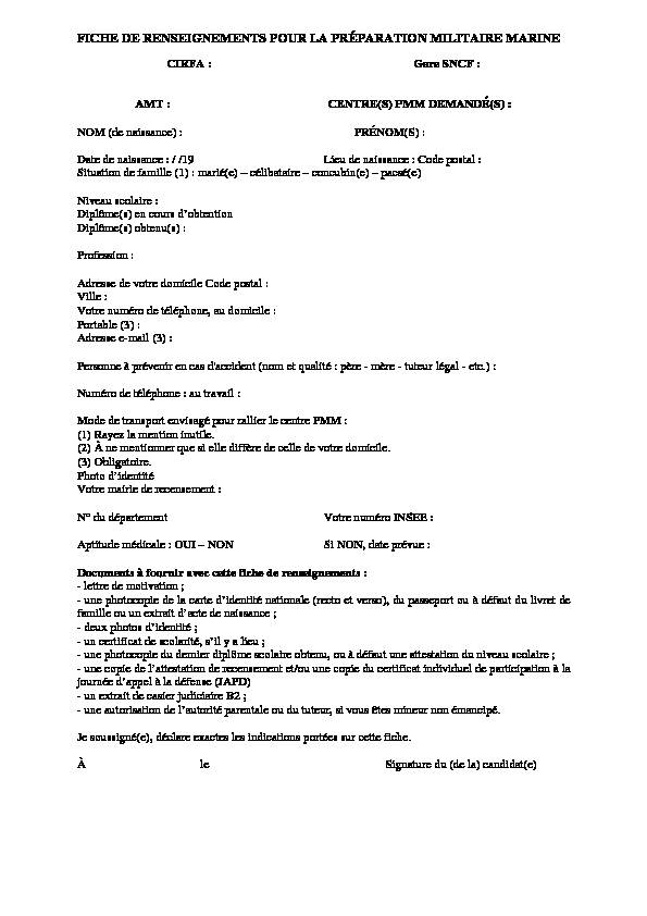 [PDF] Constitution du dossier PMM - Net-Marine