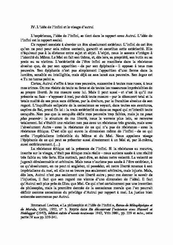 Levinas Infini (pdf) - Denis Guénoun