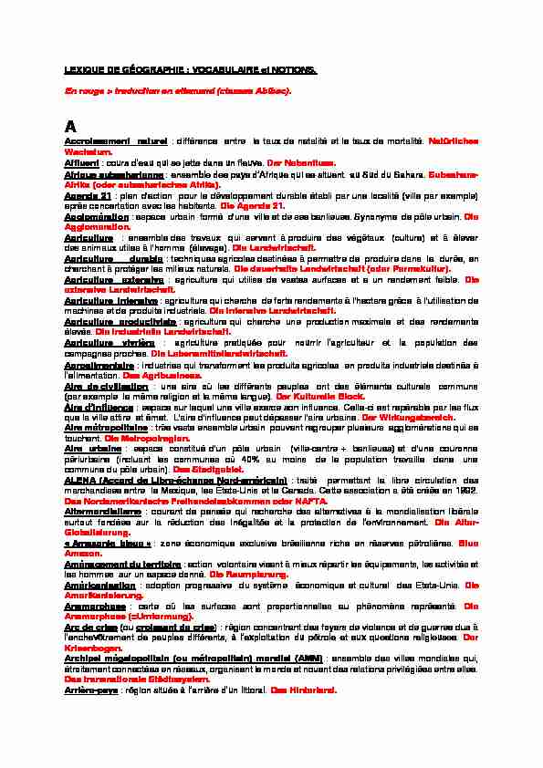 [PDF] LEXIQUE DE GÉOGRAPHIE : VOCABULAIRE et NOTIONS En