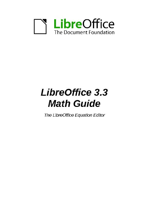 LibreOffice 33 Math Guide - The Document Foundation Wiki