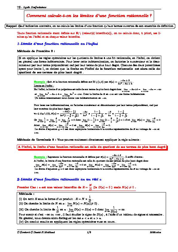 [PDF] Comment calcule-t-on les limites dune fonction rationnelle? - Free