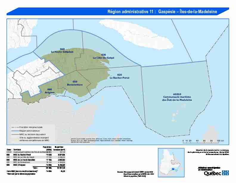 Région administrative 11 : Gaspésie - Îles-de-la-Madeleine