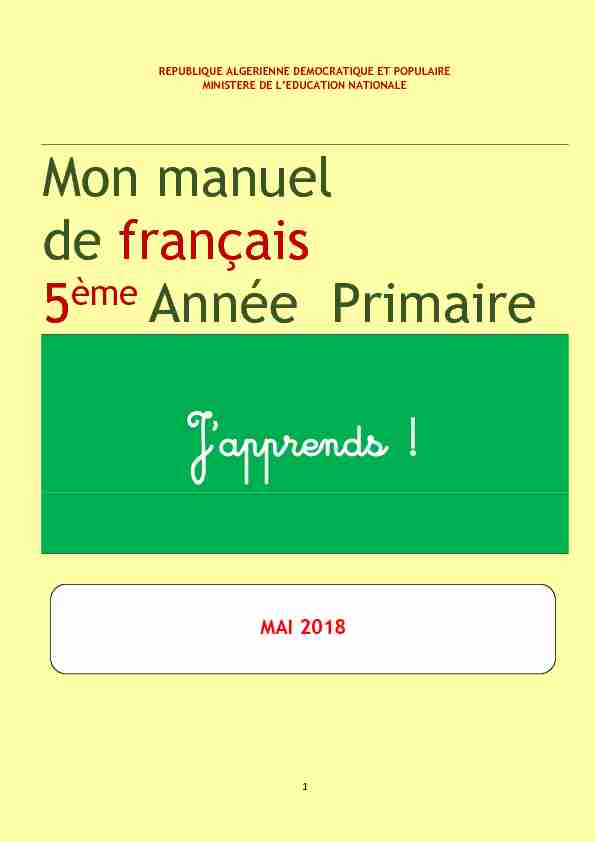 Mon manuel de français 5ème Année Primaire