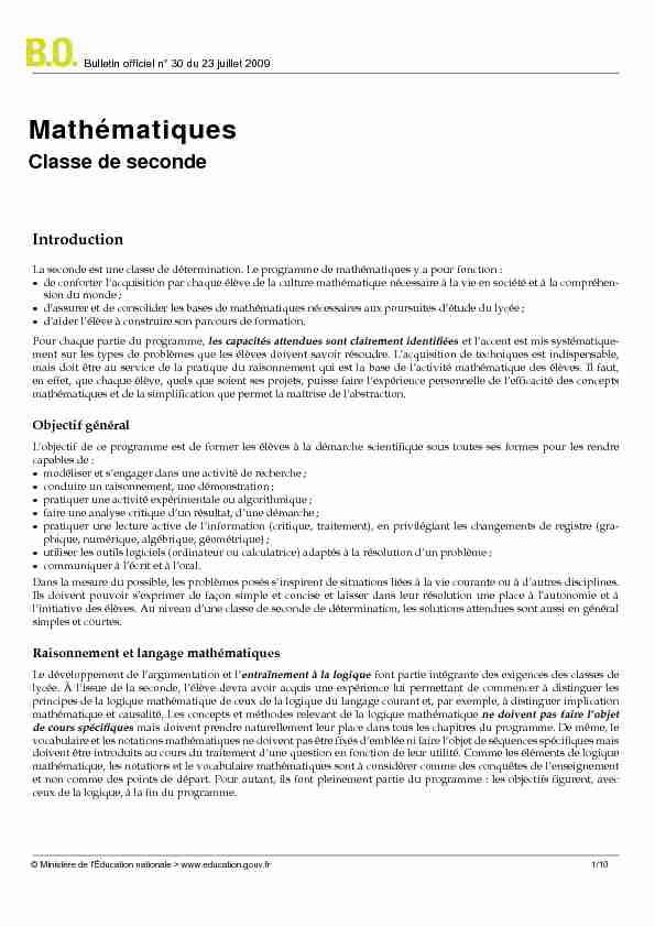 [PDF] Mathématiques Classe de seconde - Laboratoire Analyse