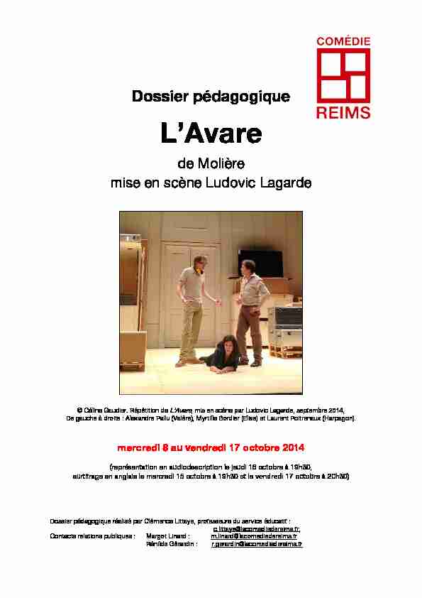 L'Avare - de Molière mise en scène Ludovic Lagarde