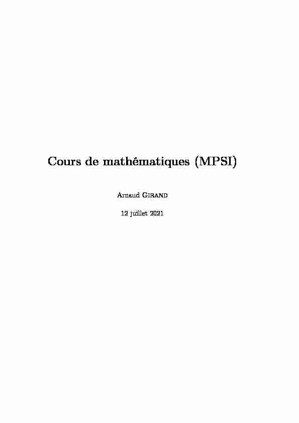Cours de mathématiques (MPSI) - Arnaud Girand