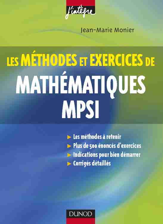 Méthodes et Exercices de Mathématiques MPSI