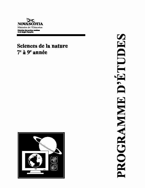 [PDF] Sciences de la nature 7e à 9e année