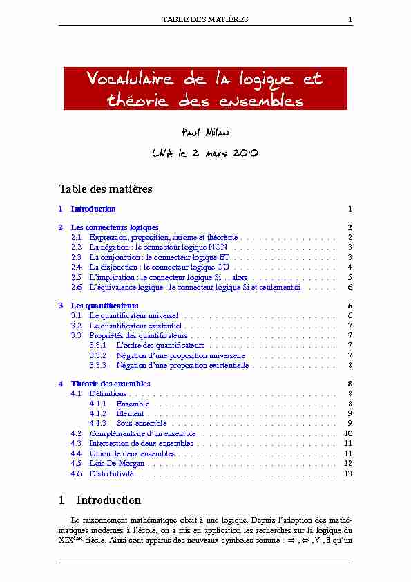 [PDF] Logique et théorie des ensembles - Lycée dAdultes